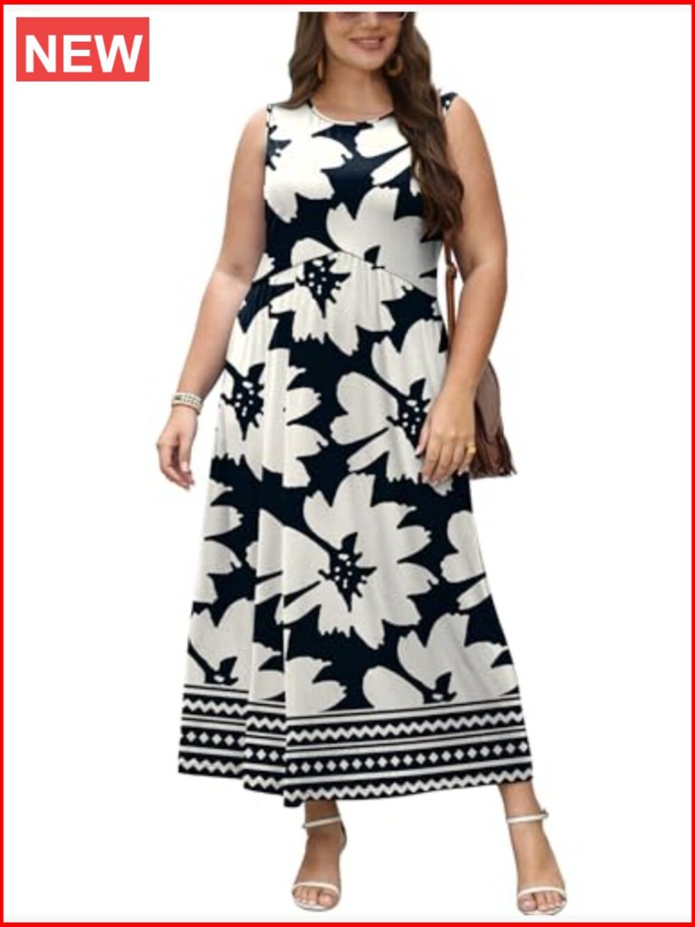 Babydoll Maxi Dress Empire Waist with Pockets Summer Vacation Sundress - Picture 4 of 5